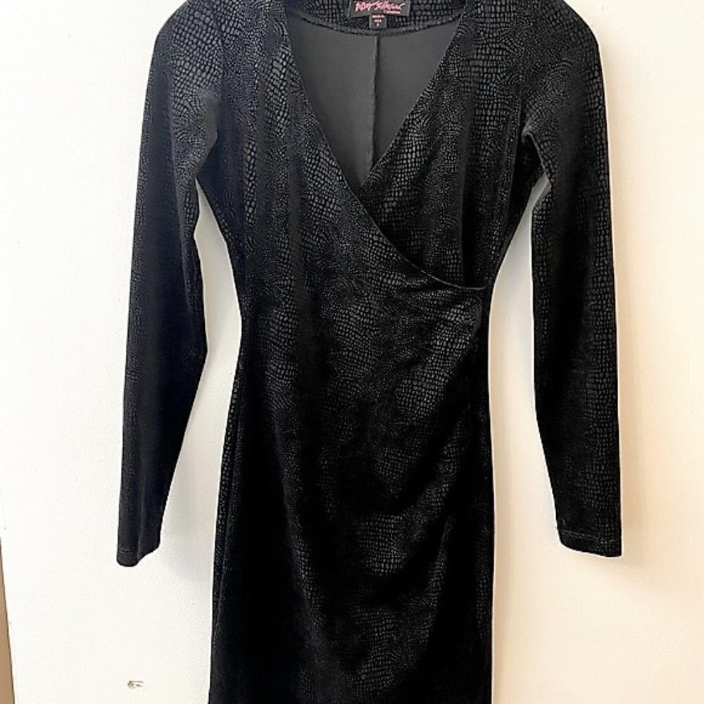 Betsey Johnson Collection Crocodile Print Velour Dress - Picture 1 of 6